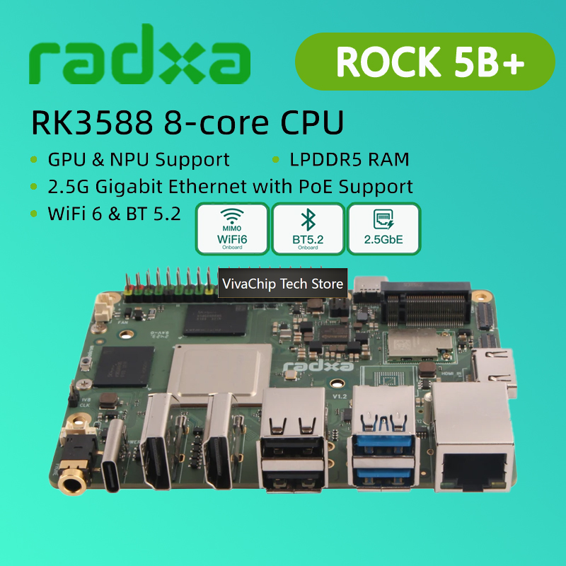VivaChip TechRadxa ROCK 5B+ co - Rockchip Rk3588 Development Board avaliação e preço